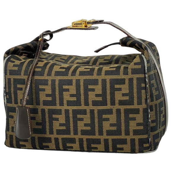 FENDI Zucca Handbag Pouch Vanity Bag Brown Canvas - Picture 1 of 6